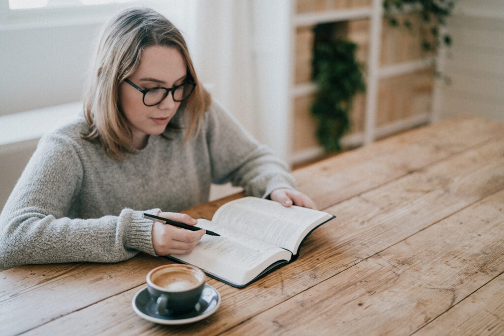 Steal Your Joy 5 A Christian young woman studying the Bible to overcome the lies that steal your joy