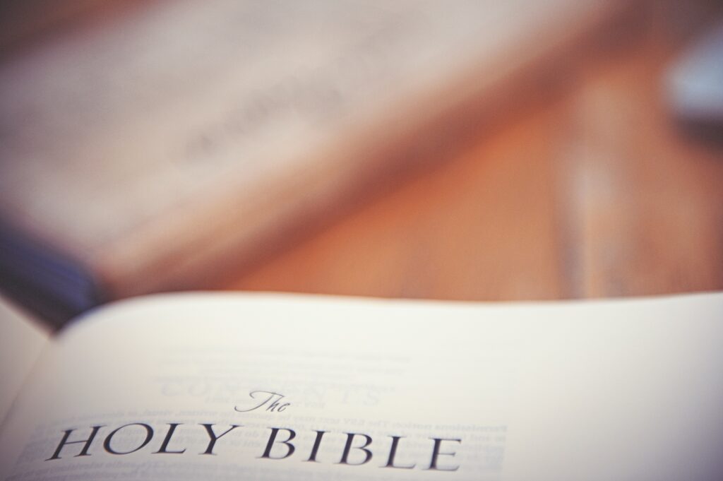 A Bible open to the title page